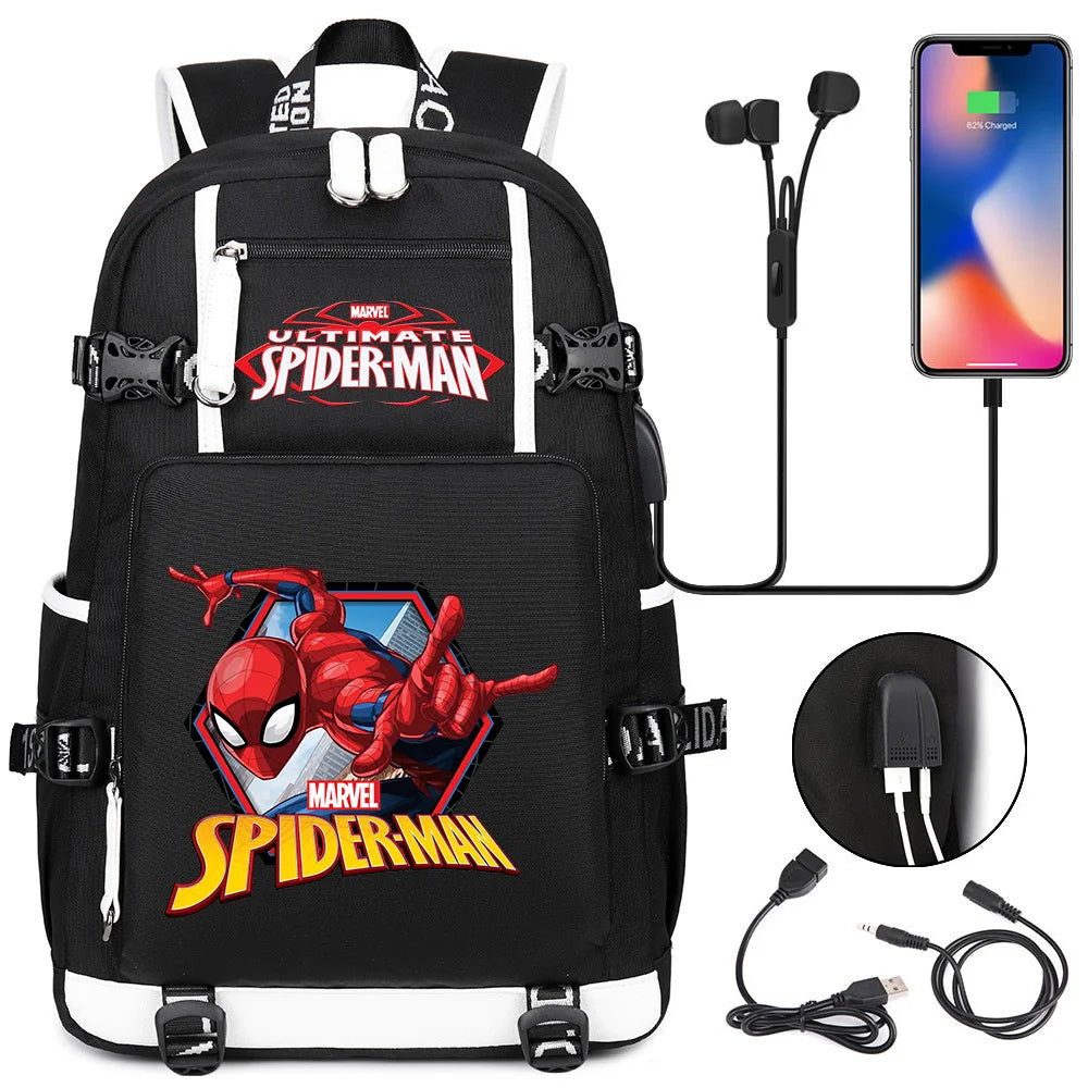 🕷️🎒 Spider-Man Superhero Backpack – Waterproof Multi-Use Bag with USB Charging! 🔌💥