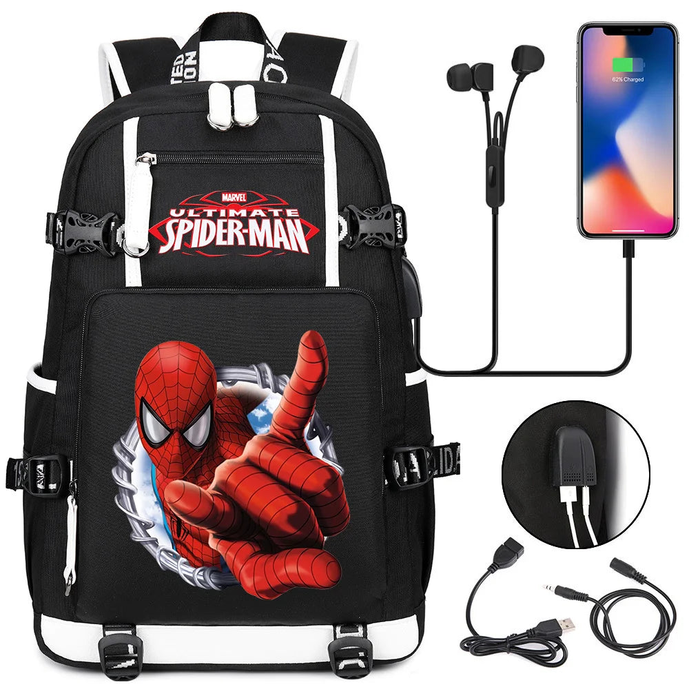 🕷️🎒 Spider-Man Superhero Backpack – Waterproof Multi-Use Bag with USB Charging! 🔌💥