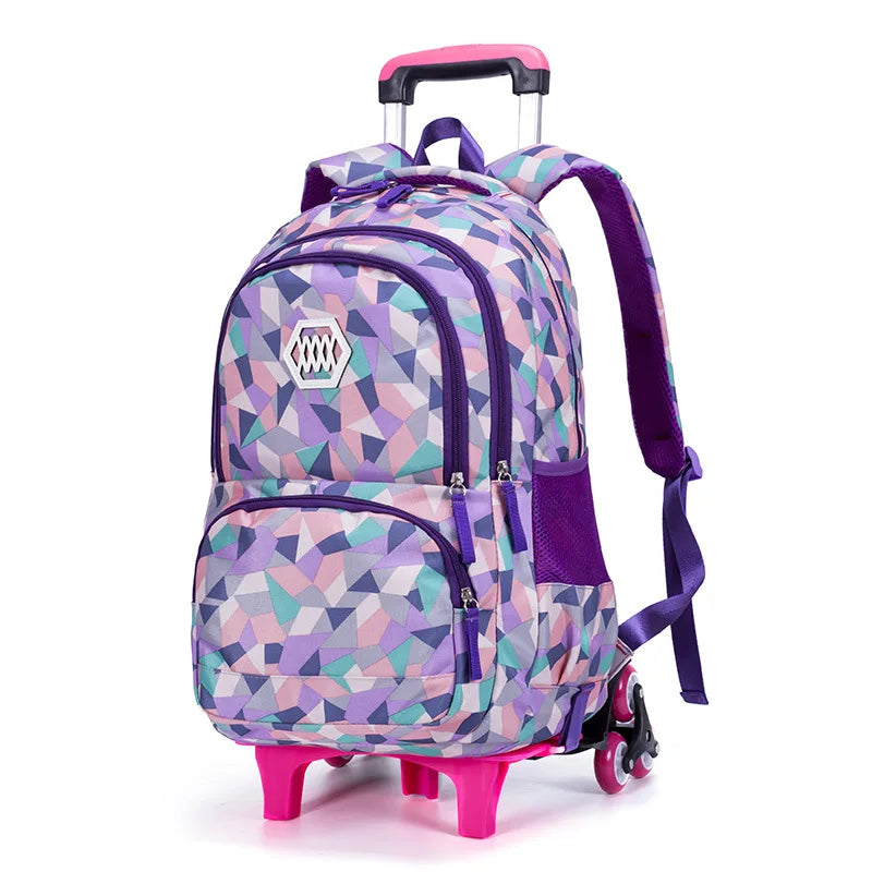 🛞🎒 Girls' Trolley Backpack – School & Travel with Ease and Style! ✨💼