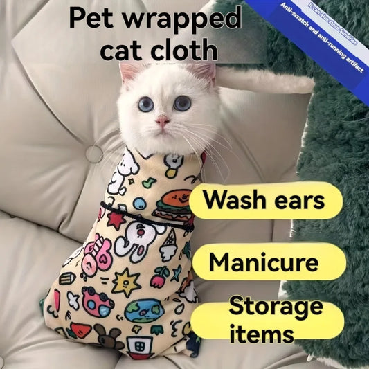 😼🩹 Cat Grooming Wrap – Anti-Escape & Soft Protection!