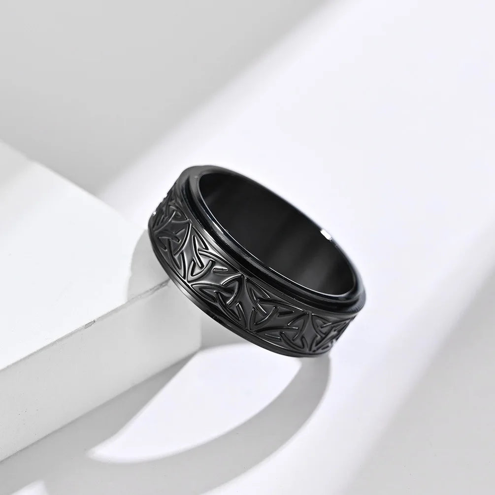 "Viking Rune Spinner Ring for Men ⚔️ – Celtic Knot Design, Anti-Stress Stainless Steel Band"