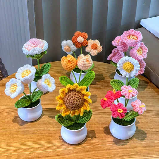 🌹 DIY Handwoven Mini Potted Rose – Bloom Forever in Wool!