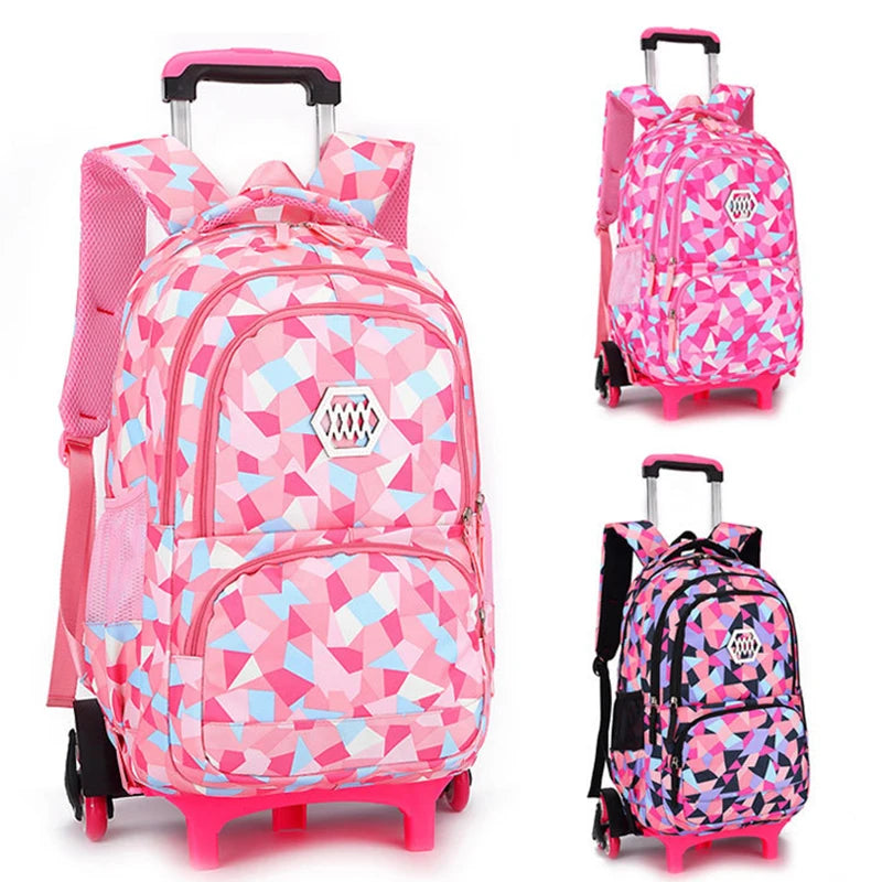 🛞🎒 Girls' Trolley Backpack – School & Travel with Ease and Style! ✨💼