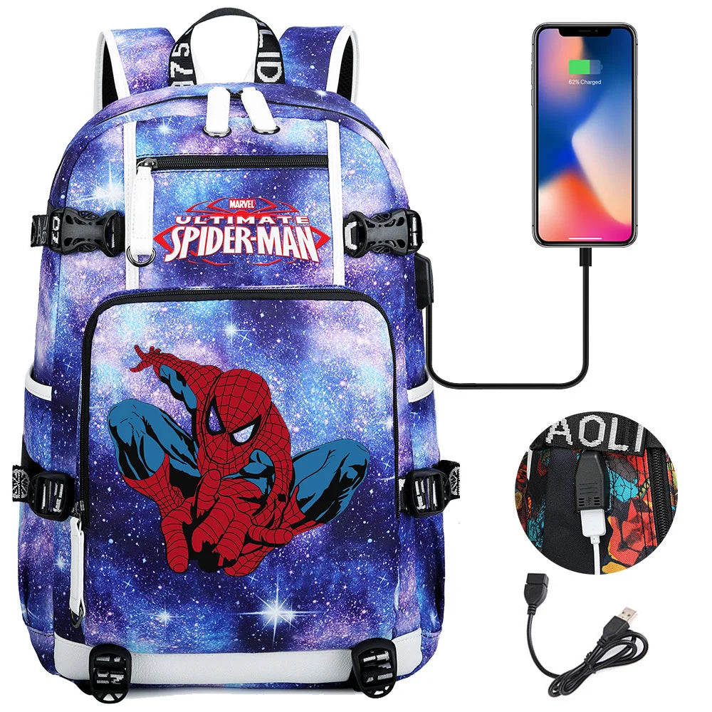 🕷️🎒 Spider-Man Superhero Backpack – Waterproof Multi-Use Bag with USB Charging! 🔌💥