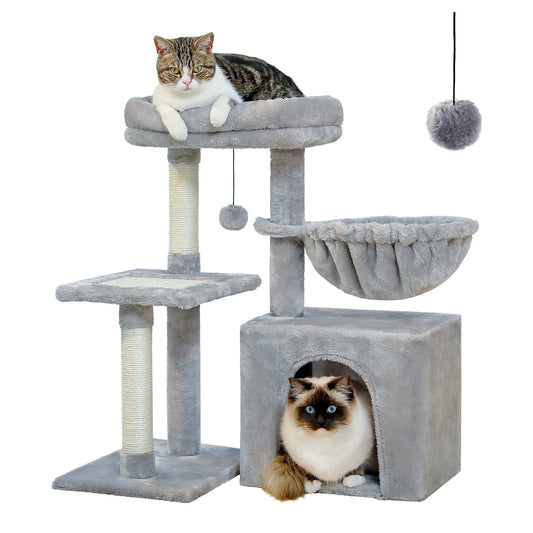 🐱🏰 Indoor Cat Tree – Scratching Posts & Cozy Hammock!
