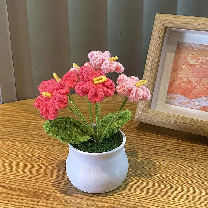 🌹 DIY Handwoven Mini Potted Rose – Bloom Forever in Wool!