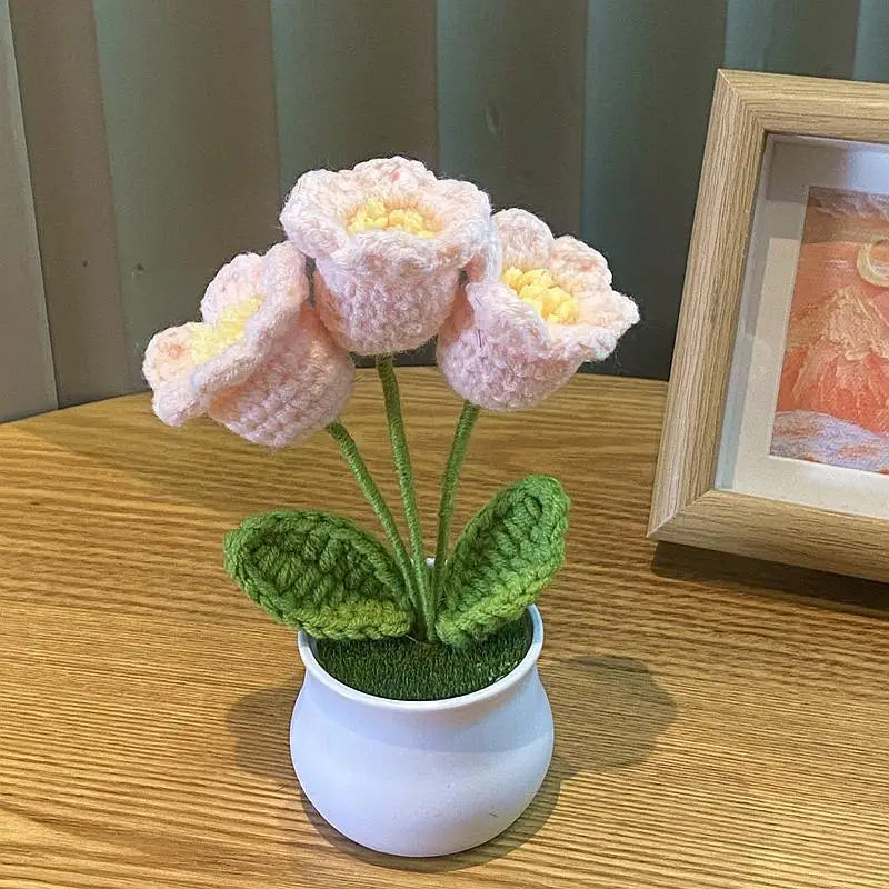 🌹 DIY Handwoven Mini Potted Rose – Bloom Forever in Wool!