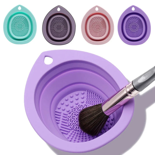 💄✨ Foldable Silicone Brush Cleaner – Soft Scrubber Bowl for Makeup & Eyeshadow Brushes 🧼🪄