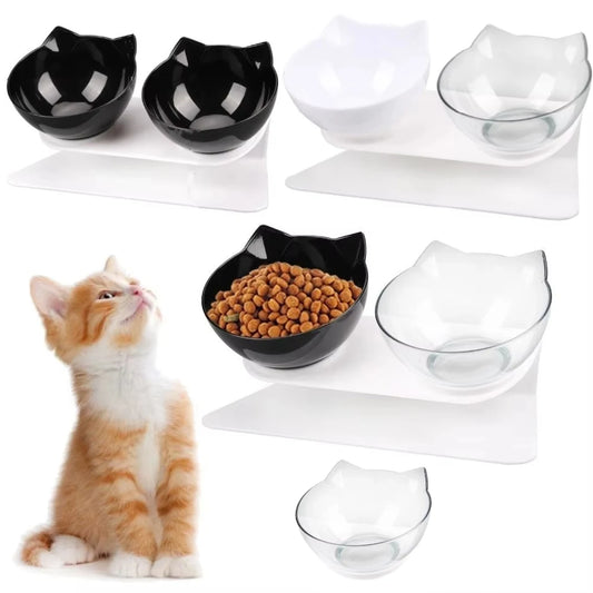 🐾🍽️ Non-Slip Double Pet Bowl – Tilted Stand for Easy Feeding & Drinking! 🐶🐱💧