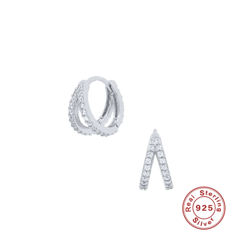 ✨ CANNER 925 Silver Hoop Earrings – Timeless Elegance with White Zircon! 💎
