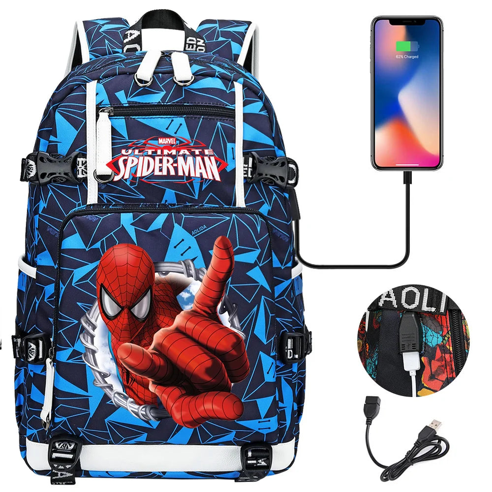 🕷️🎒 Spider-Man Superhero Backpack – Waterproof Multi-Use Bag with USB Charging! 🔌💥