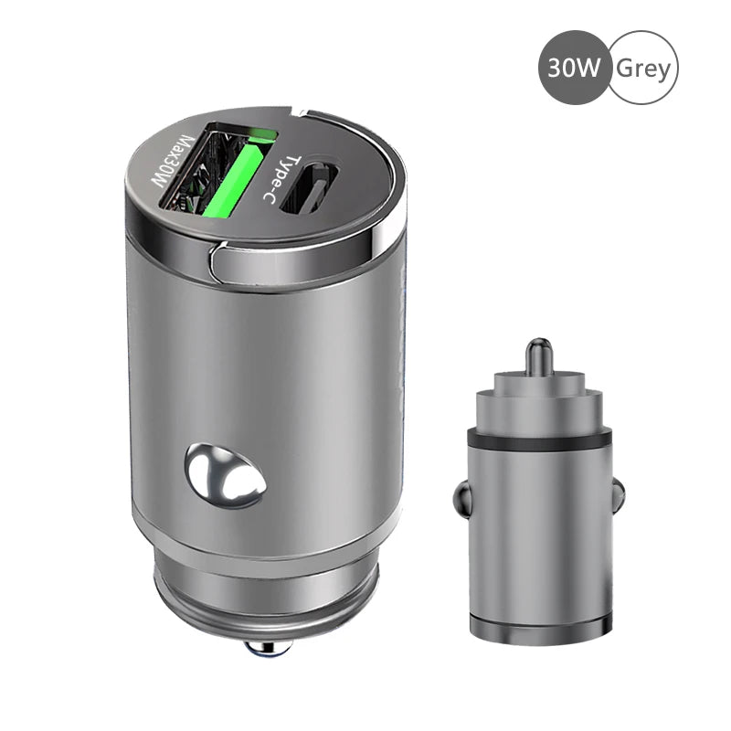 100W Mini Car Charger – Fast PD + QC3.0 USB Type-C Charging for iPhone, Xiaomi, Samsung, Huawei 🔋📱💨