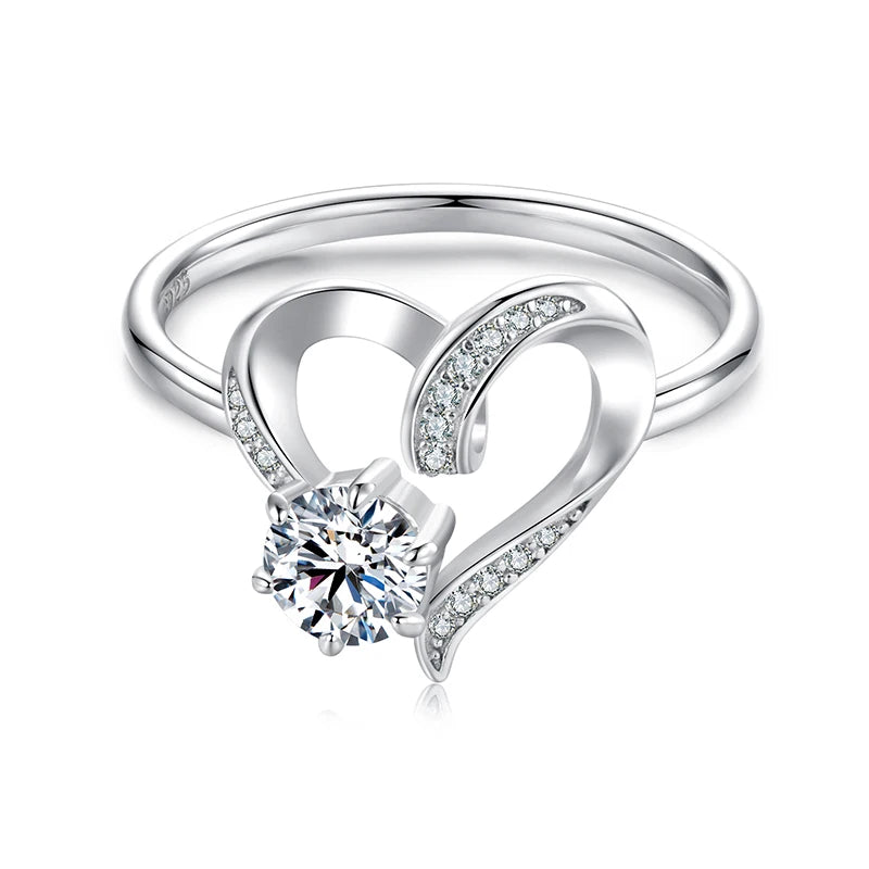 💍 925 Sterling Silver Heart Moissanite shahd Ring - 18K Gold Plated ✨