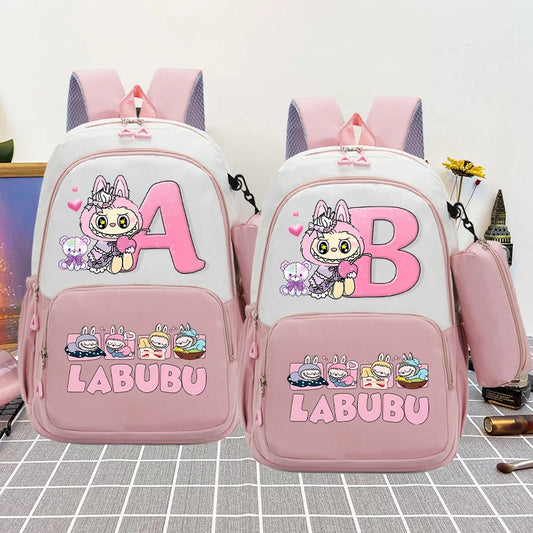 🎓 Large Anime School Backpack + Pencil Case 🖊️ | Cartoon A–Z Letter Design ✨