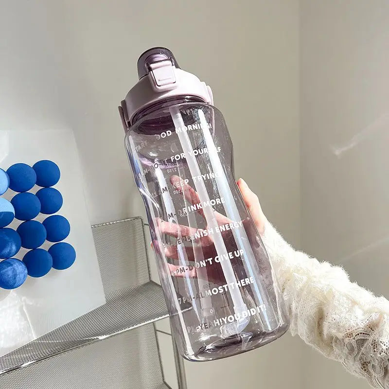 🚰💪 2L Sports Water Bottle – With Straw & Time Marker for Hydration! 🕒🏋️‍♀️