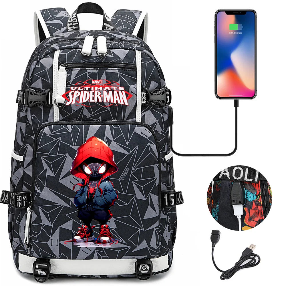 🕷️🎒 Spider-Man Superhero Backpack – Waterproof Multi-Use Bag with USB Charging! 🔌💥