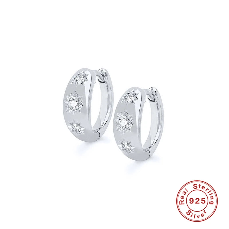 ✨ CANNER 925 Silver Hoop Earrings – Timeless Elegance with White Zircon! 💎