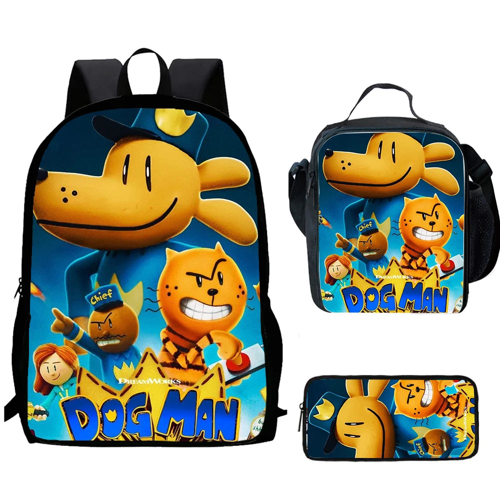 🎒🐶 Dogman School Bag Set – 3 Complete Pieces for Kids! 🎒✏️🍱