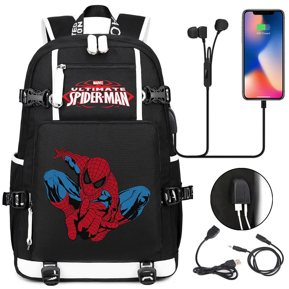 🕷️🎒 Spider-Man Superhero Backpack – Waterproof Multi-Use Bag with USB Charging! 🔌💥