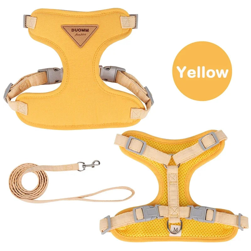 "🐾💨 Breathable Puppy Harness & Leash – Perfect Fit for Small to Medium Pets! 🐶🐱🎀"