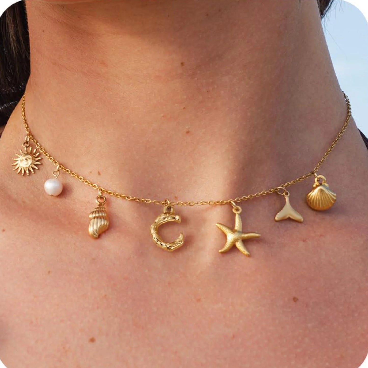 🐚✨ 18K Gold Starfish Necklace – Waterproof Beach Charm 🌊💛