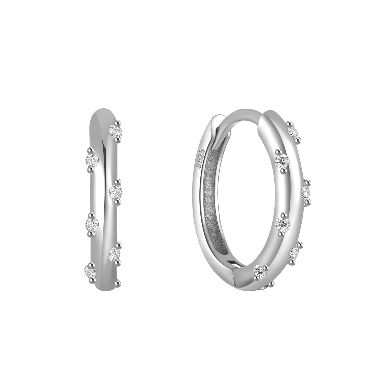 ✨ CANNER 925 Silver Hoop Earrings – Timeless Elegance with White Zircon! 💎