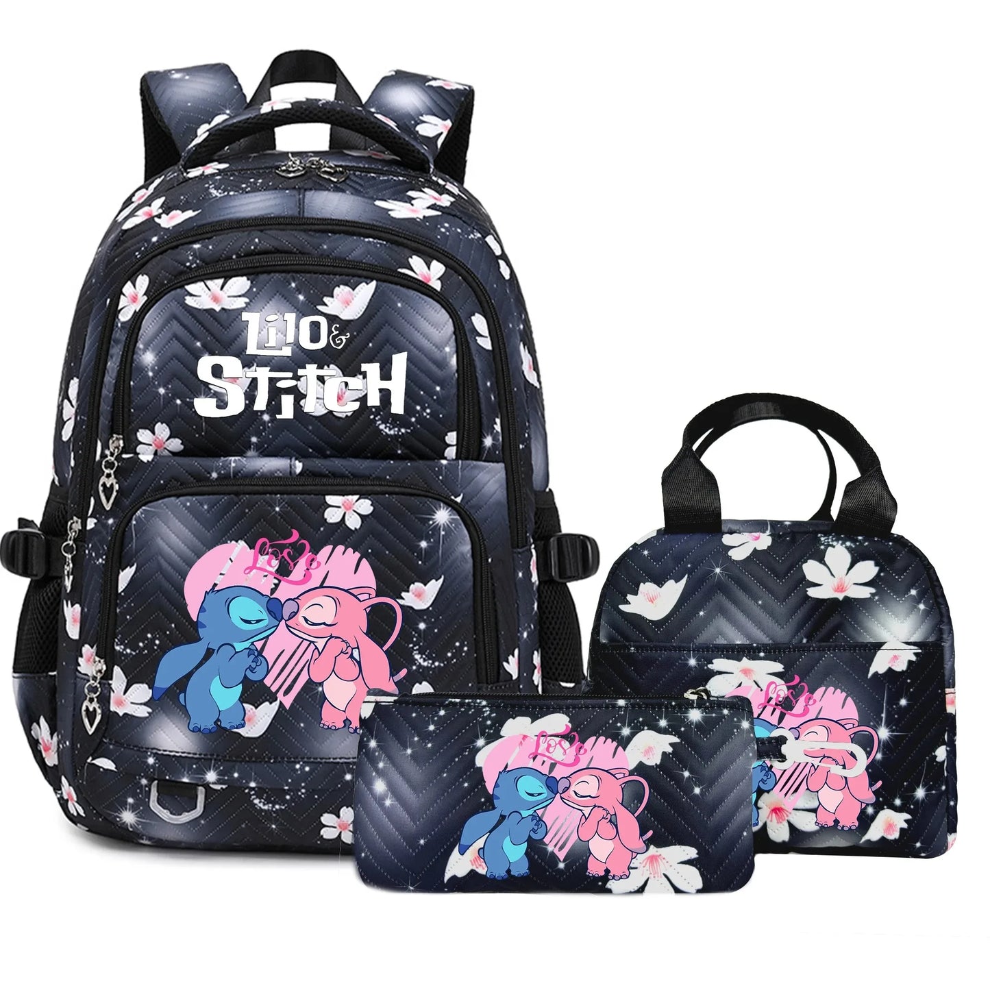 🎒💙 Large Lilo & Stitch Backpack – Perfect for School & Travel for Girls & Women + Pencil Case & Lunch Bag 🍱✨