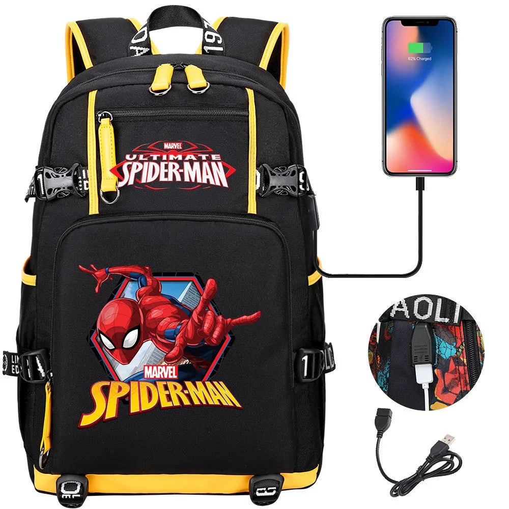 🕷️🎒 Spider-Man Superhero Backpack – Waterproof Multi-Use Bag with USB Charging! 🔌💥