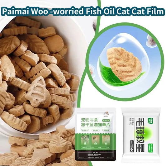 "🐟🌿 Fish Oil & Catgrass – Natural Hairball Relief & Healthy Teeth for Your Cat! 🐱✨"