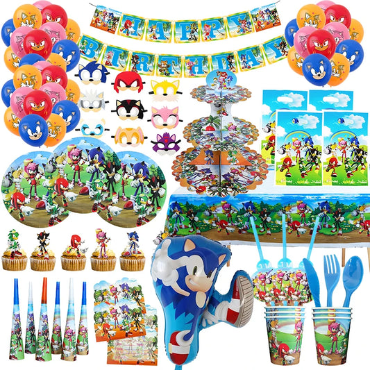 🎉💙 Sonic Party Set – Celebration Decorations & Supplies for Boys 🏁🐾