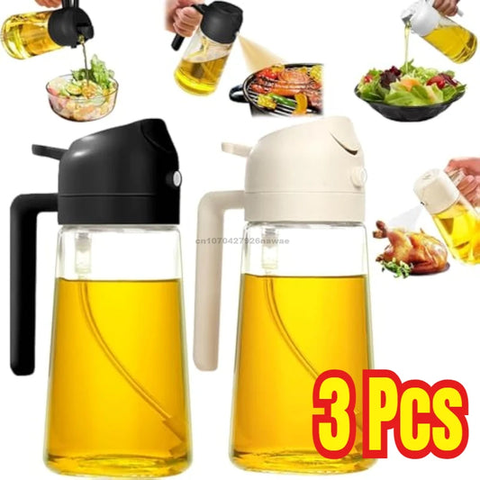 🛢️ زجاجة بخاخ 2 في 1 – موزع زيت وخل وصلصة عملي لمطبخك وشوي مثالي! 🍳🔥