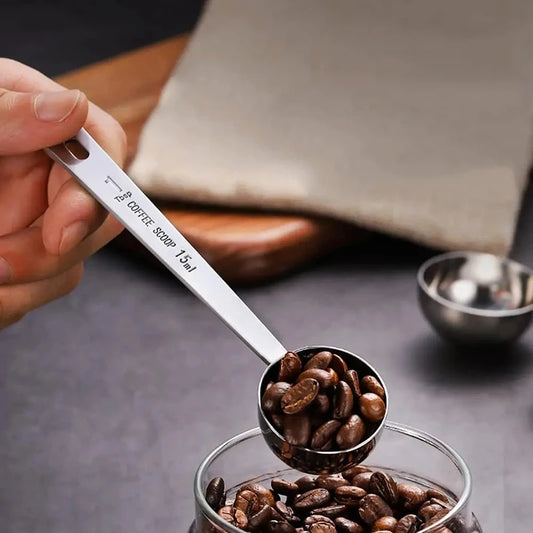 ☕✨ Stainless Steel Coffee Scoop 🥄 Long Handle Measuring Spoon for Kitchen & Café 🍽️💫