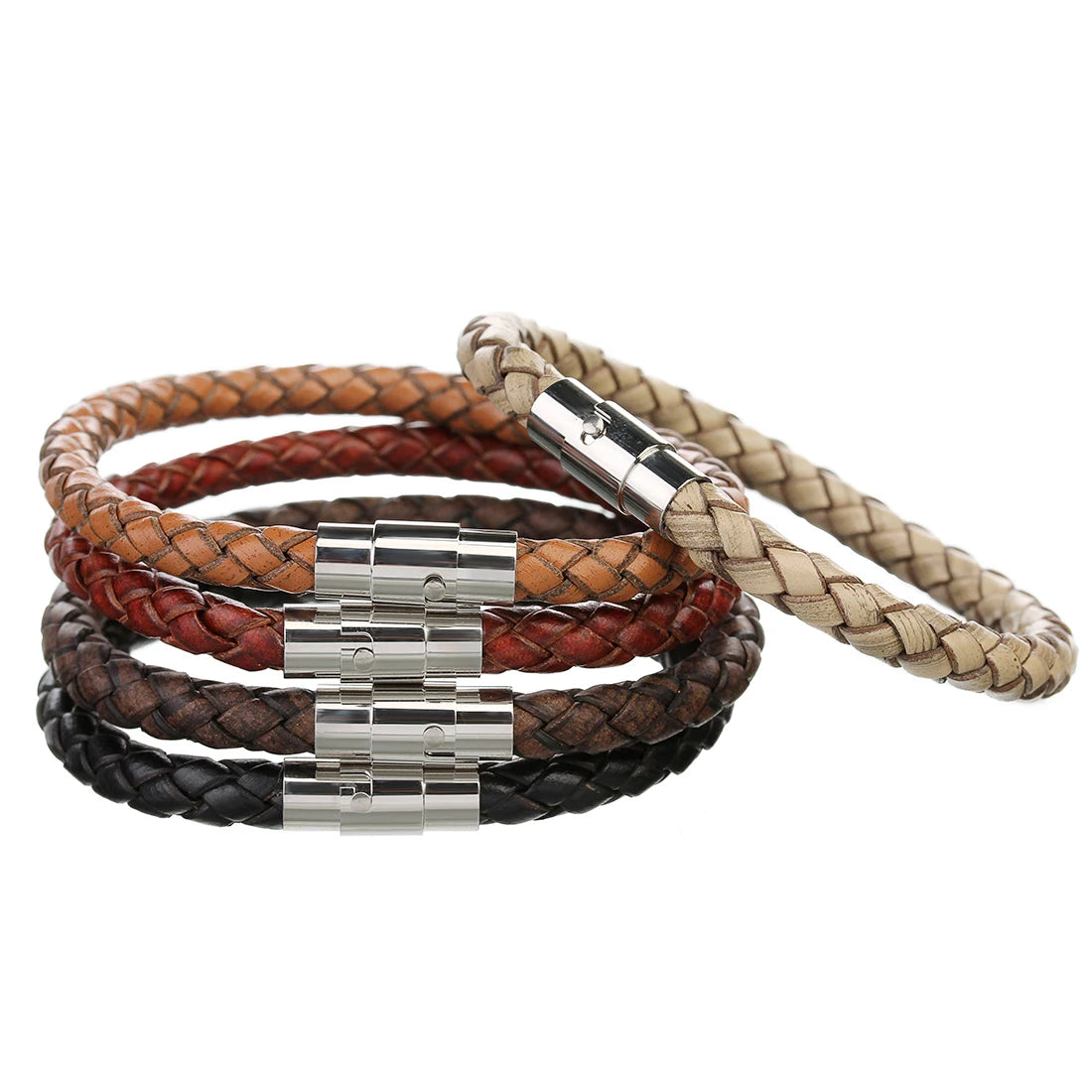 🔥 Handmade Vintage Leather Bracelet for Men – Magnetic Buckle & Adjustable Fit (19-22cm) 🔥