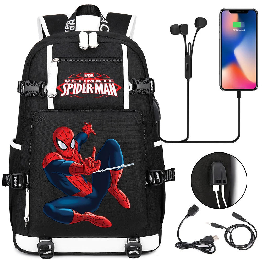 🕷️🎒 Spider-Man Superhero Backpack – Waterproof Multi-Use Bag with USB Charging! 🔌💥