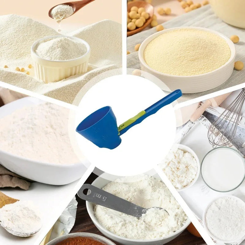 💪🥤 Durable PP Protein Powder Scoop | No-Mess Sliding Funnel for Milk, Shakes & Supplements | Versatile Kitchen Gadget 🍶✨