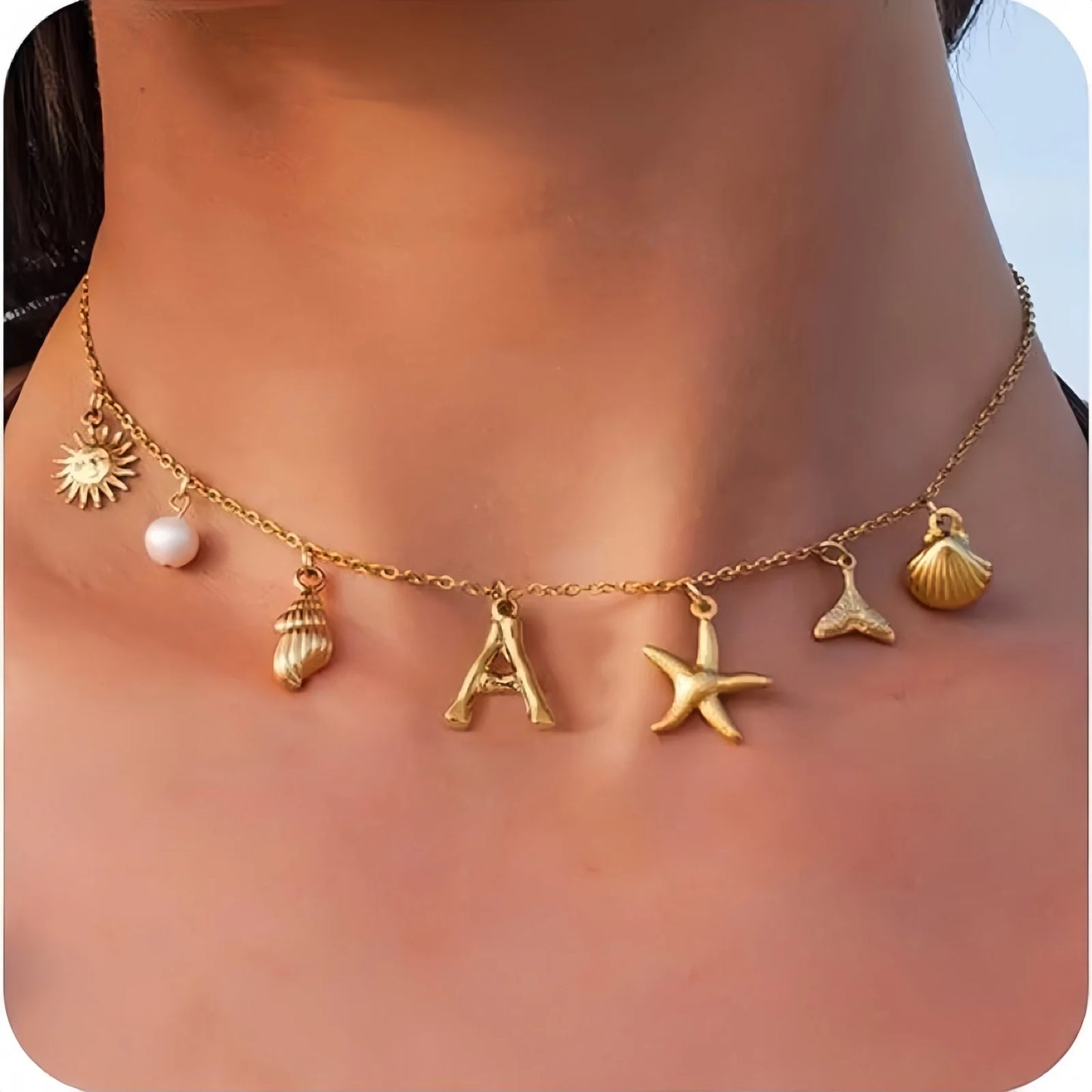 🐚✨ 18K Gold Starfish Necklace – Waterproof Beach Charm 🌊💛