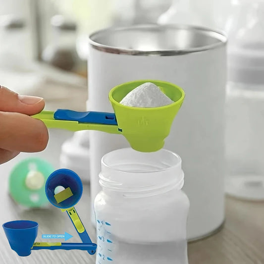 💪🥤 Durable PP Protein Powder Scoop | No-Mess Sliding Funnel for Milk, Shakes & Supplements | Versatile Kitchen Gadget 🍶✨