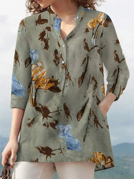 🍂 Bohemian Floral Top – Casual & Elegant | ZANZEA 3/4 Sleeve