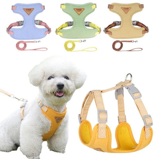 "🐾💨 Breathable Puppy Harness & Leash – Perfect Fit for Small to Medium Pets! 🐶🐱🎀"