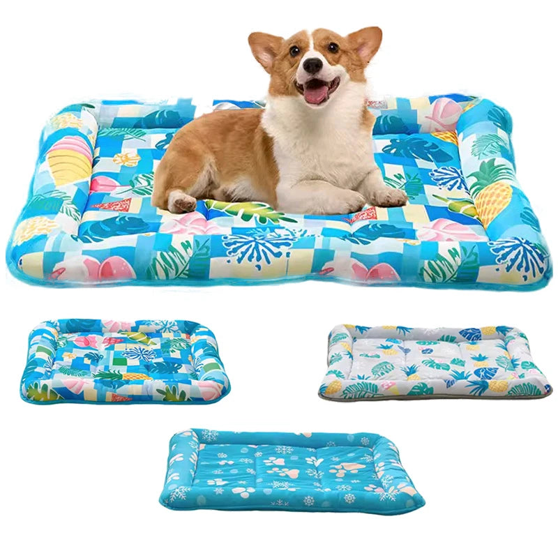 ❄️🐾 Cool Paw Print Pet Mat – Breathable & Comfortable!