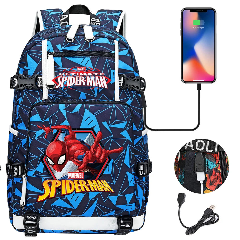 🕷️🎒 Spider-Man Superhero Backpack – Waterproof Multi-Use Bag with USB Charging! 🔌💥