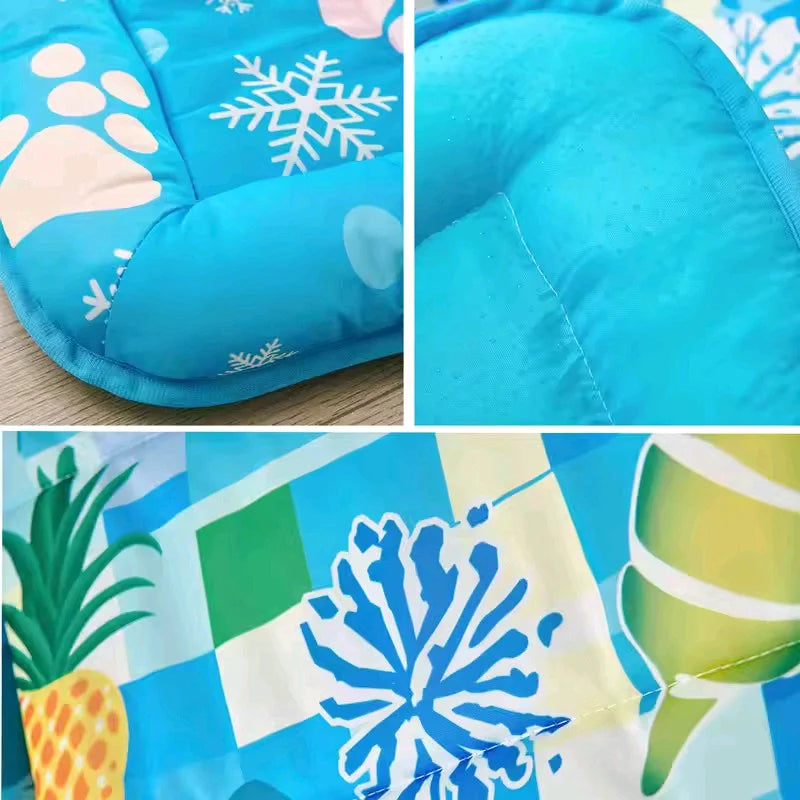 ❄️🐾 Cool Paw Print Pet Mat – Breathable & Comfortable!
