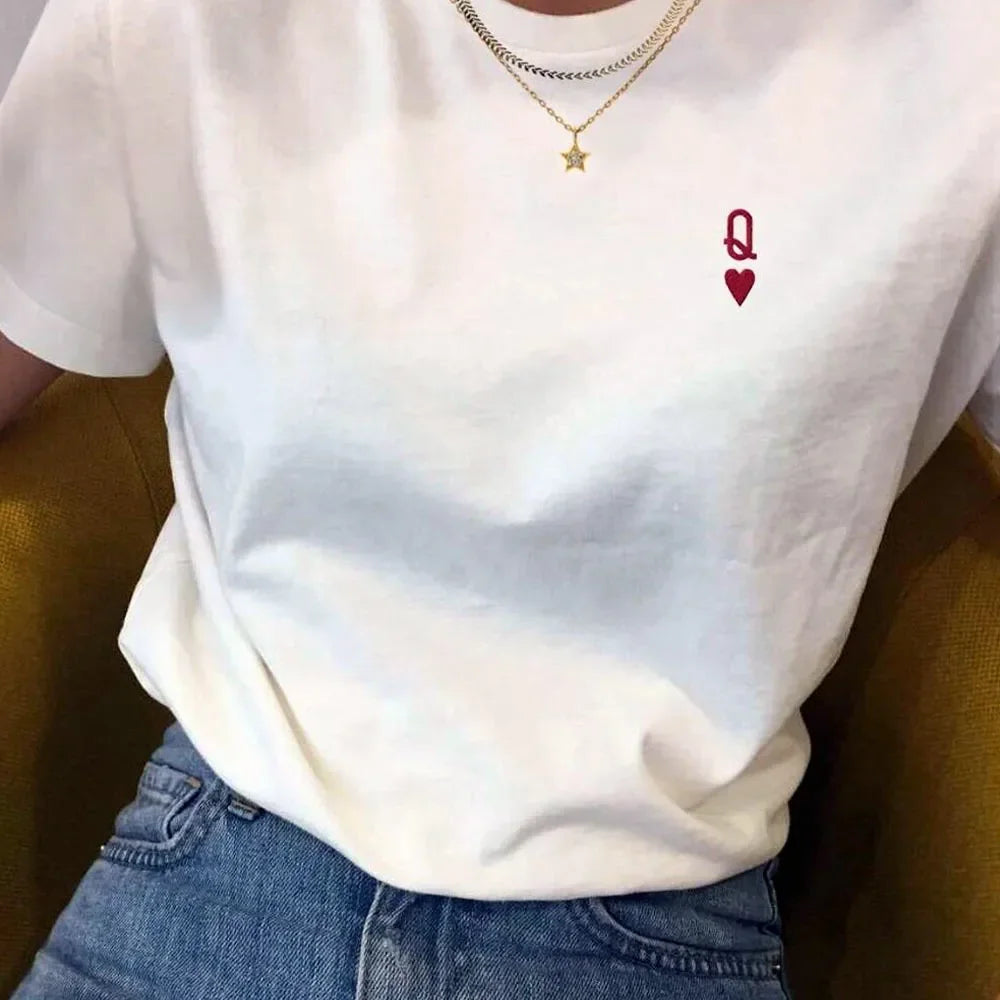 🇺🇸❤️ Trendy USA Vibes! White Heart Tee 👚☀️ Loose & Comfy
