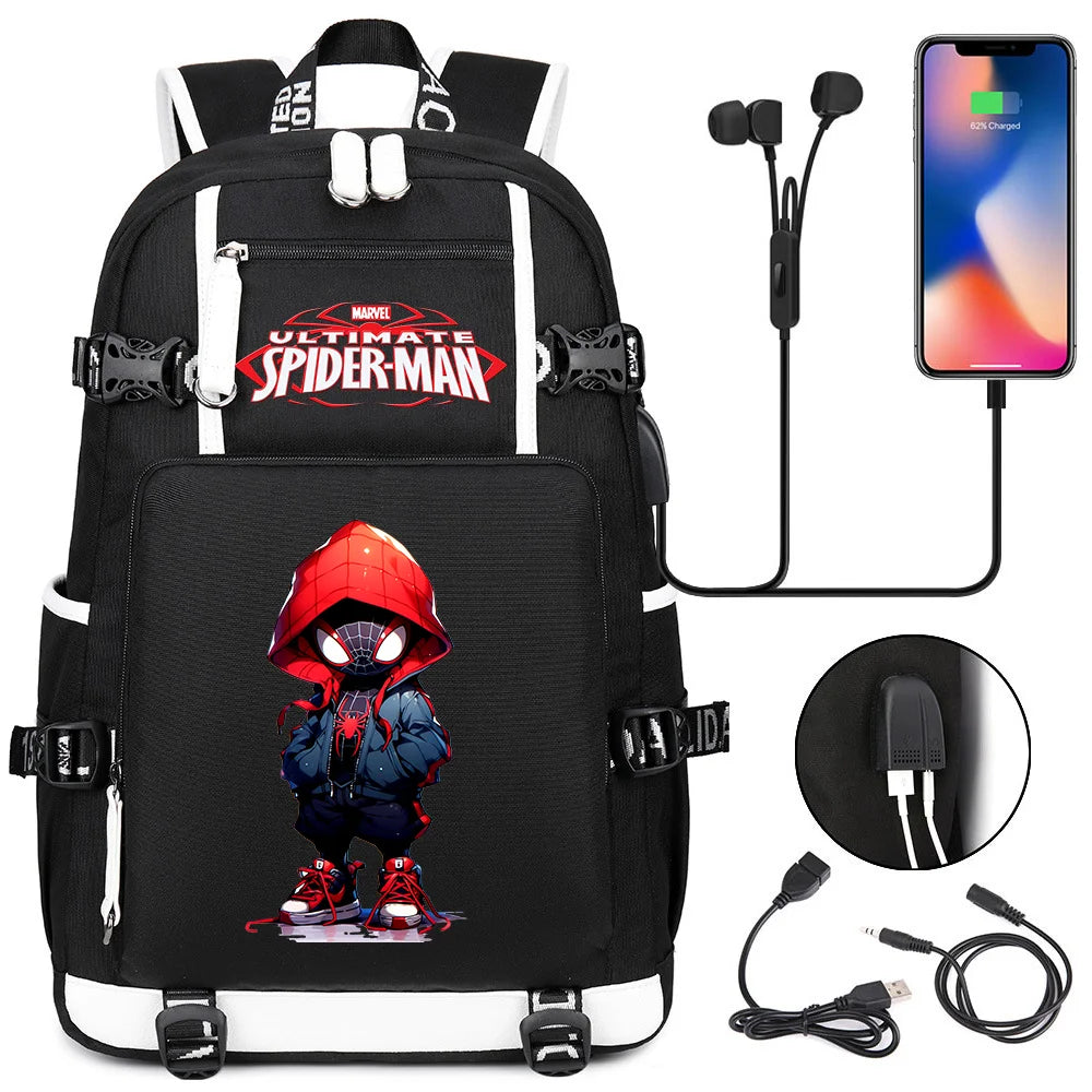 🕷️🎒 Spider-Man Superhero Backpack – Waterproof Multi-Use Bag with USB Charging! 🔌💥