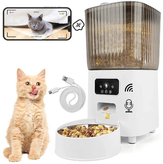 🤖 5L Smart Cat Feeder with Camera – Never Miss Mealtime Again!