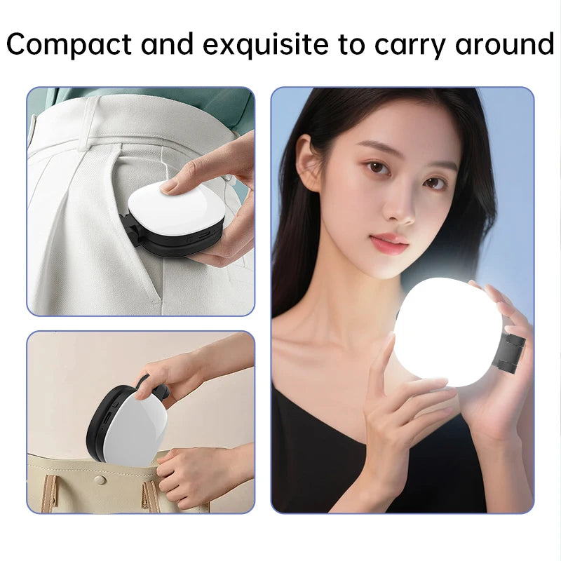 Magnetic multi-functional mobile phone selfie mirror mini fill light dual-colour adjustable reversible fill light bracket
