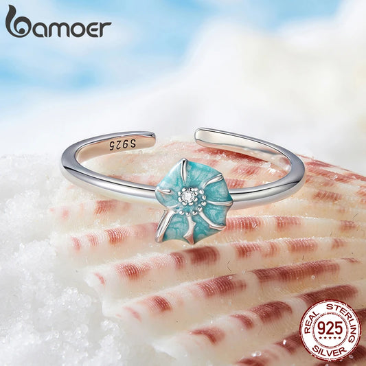 🐚 BAMOER 925 Sterling Silver Conch Ring – Adjustable & Stackable Cutie! 💍