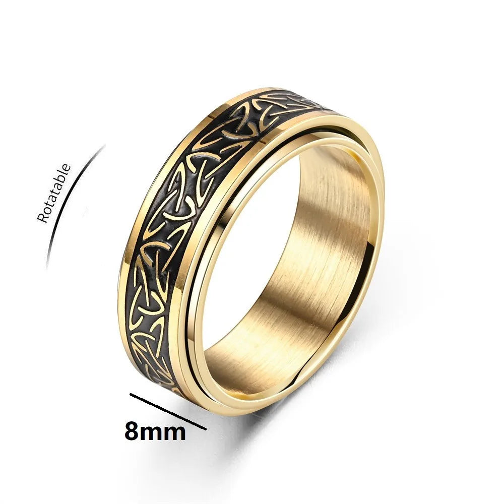 "Viking Rune Spinner Ring for Men ⚔️ – Celtic Knot Design, Anti-Stress Stainless Steel Band"