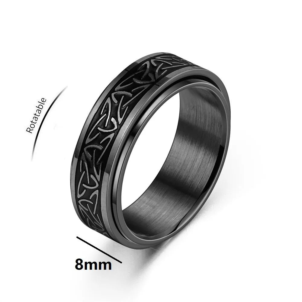 "Viking Rune Spinner Ring for Men ⚔️ – Celtic Knot Design, Anti-Stress Stainless Steel Band"
