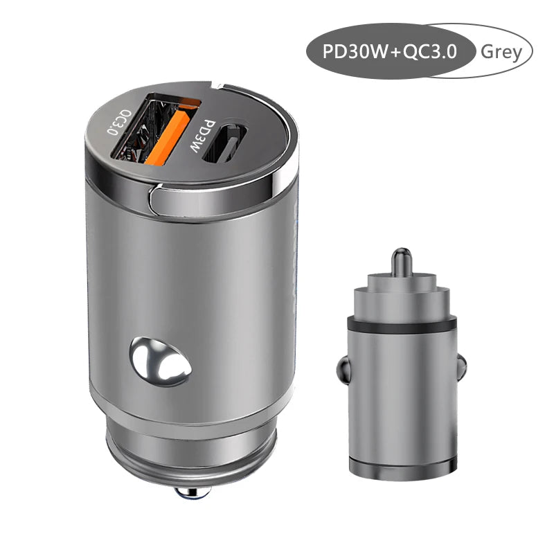 100W Mini Car Charger – Fast PD + QC3.0 USB Type-C Charging for iPhone, Xiaomi, Samsung, Huawei 🔋📱💨